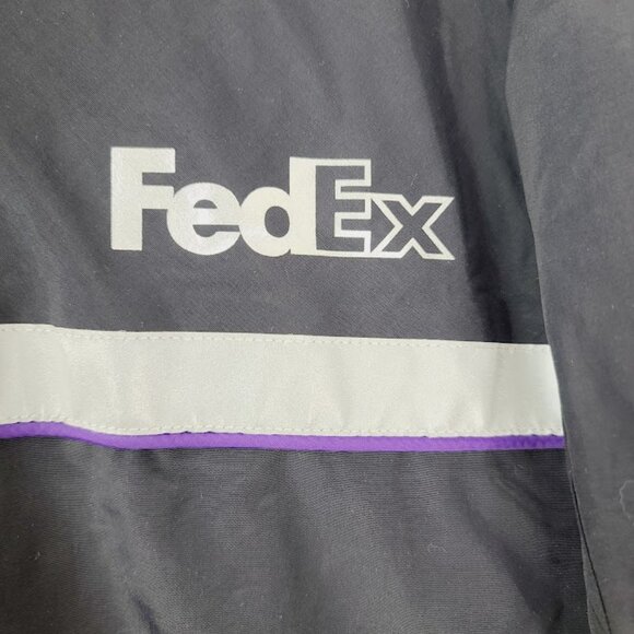 Fed Ex Men's Black Purple Herman Reflective Long Sleeve Hooded Rain Jacket Sz XL - Picture 5 of 7